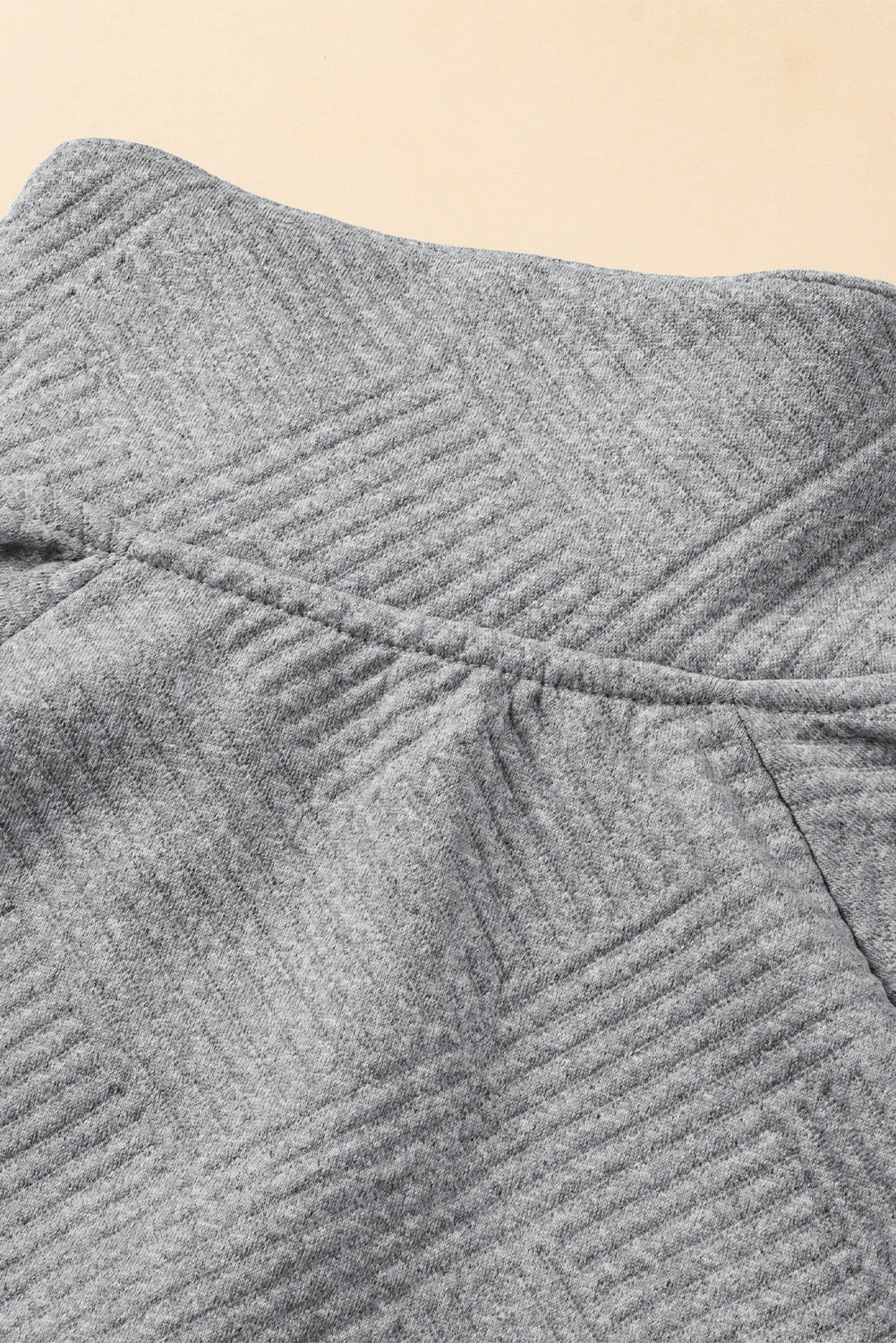 Light Grey Textured Knit Buttoned Kangaroo Pocket Sweatshirt
