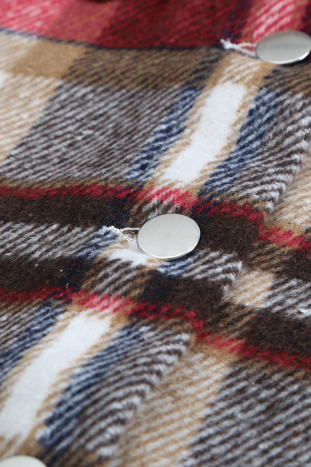Navy Blue Plus Size Plaid Flap Pocket Shacket