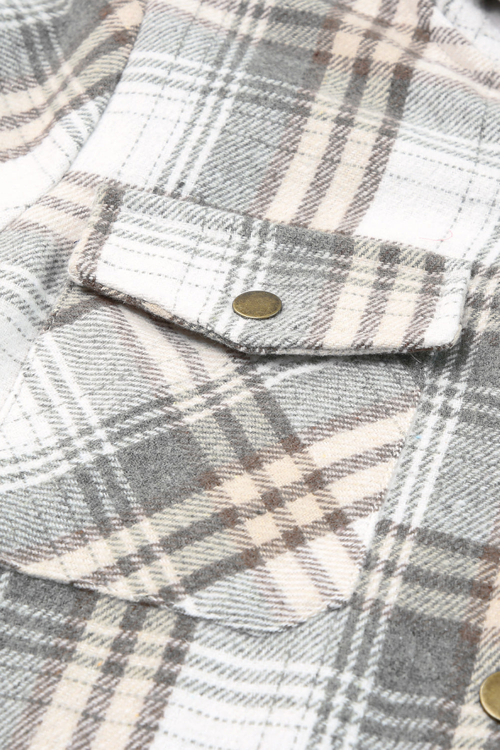 Orange Plaid Pattern Sherpa Lined Hooded Shacket