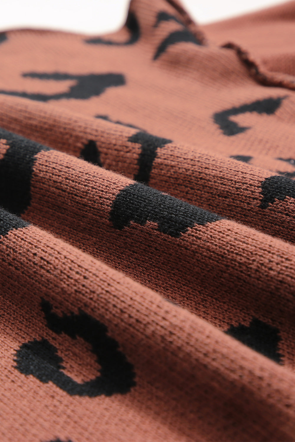 Coffee Colorblock Bishop Sleeve Ribbed Trim Sweater