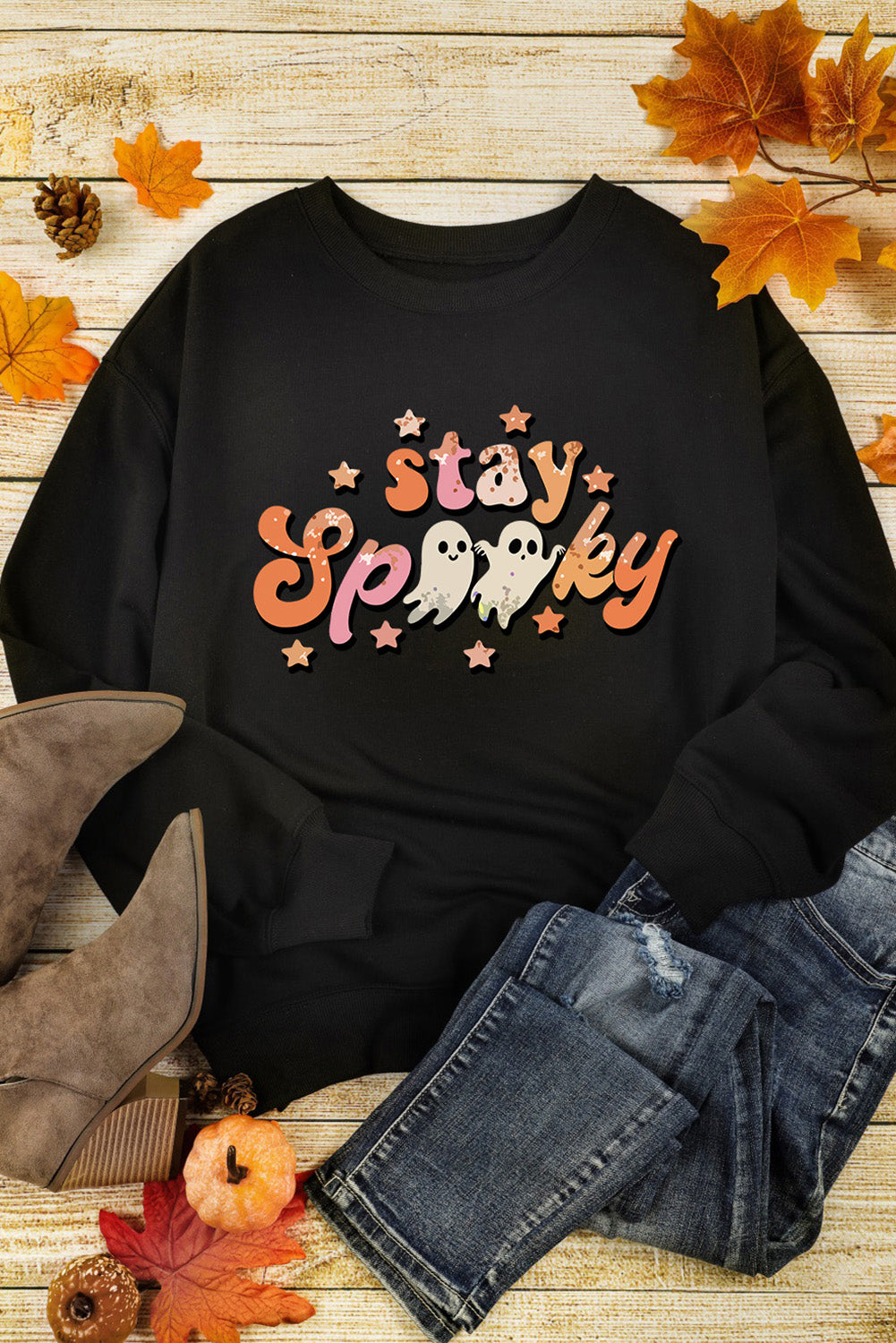 Pink MERRY Alphabet Print Loose Fit Christmas Sweatshirt