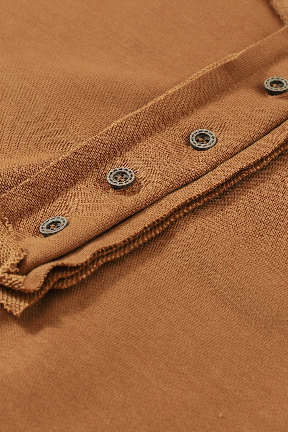 Black Drop Shoulder Henley Buttons Sweatshirt