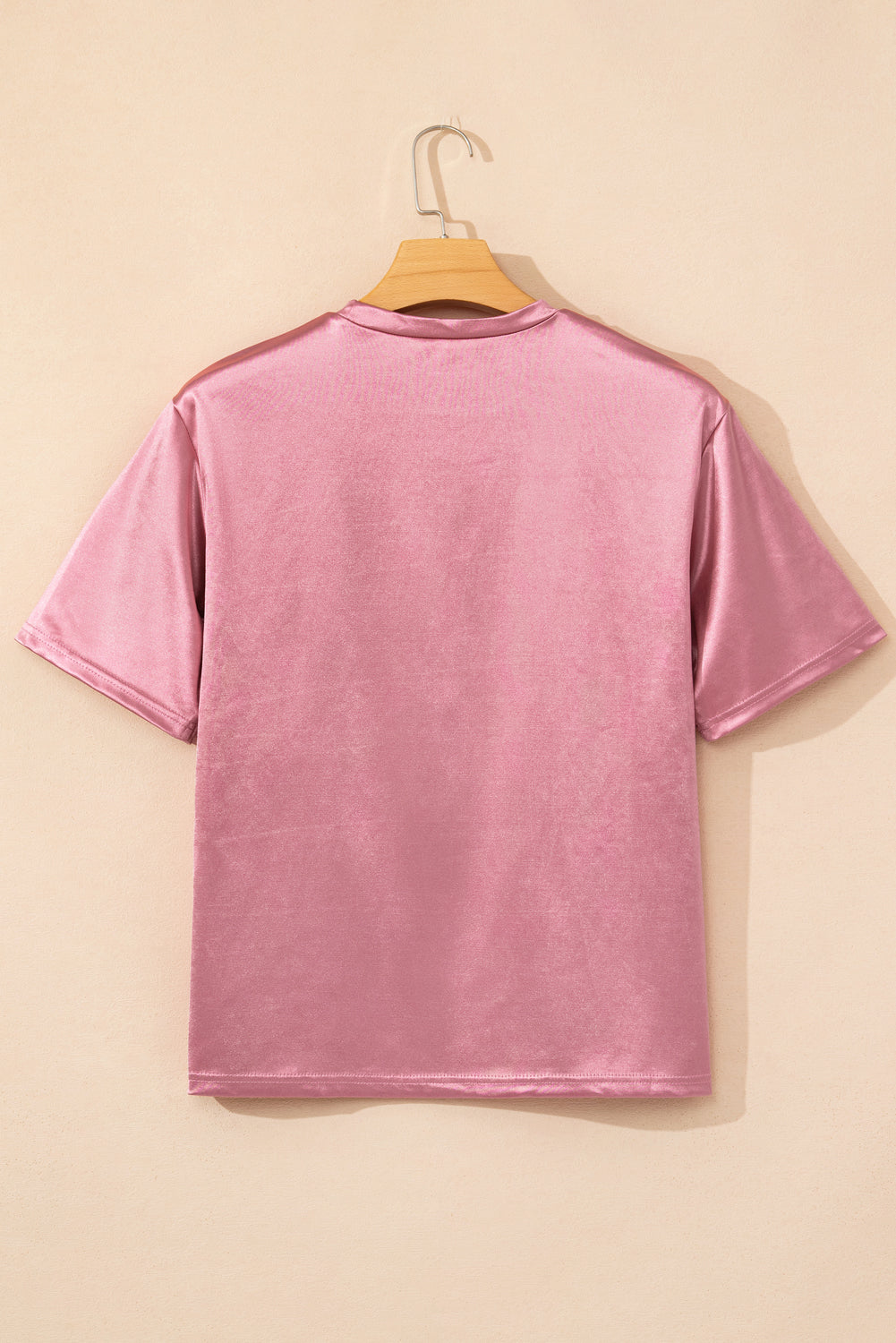 Apricot Glitter Chest Pocket Round Neck Long Sleeve Top