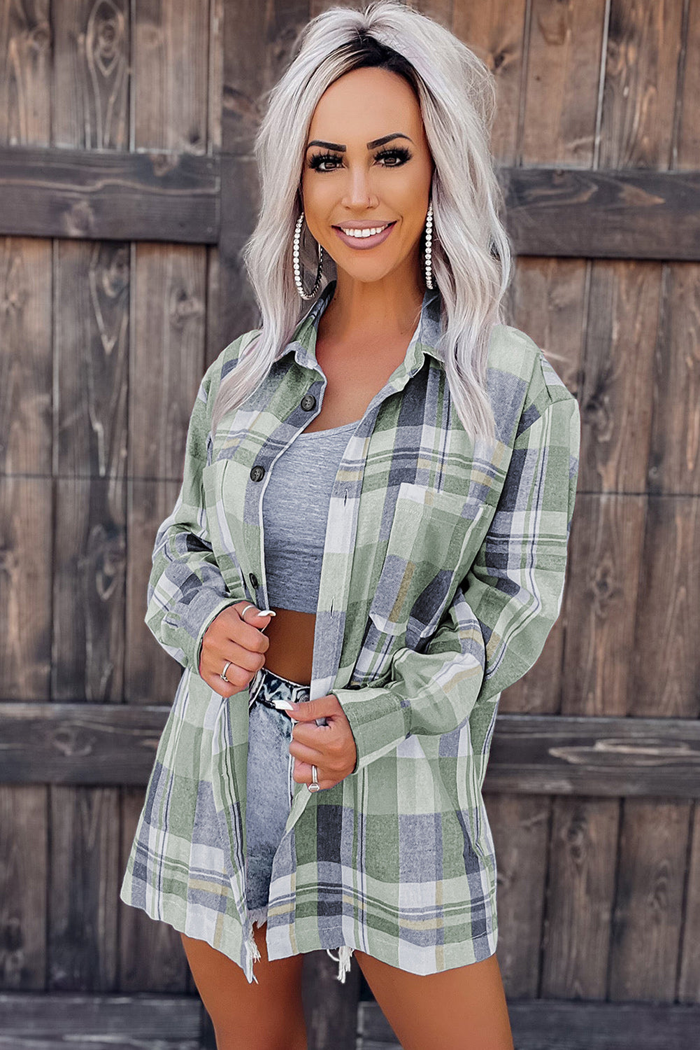 Yellow Plaid Button Up Patch Pocket Shirt