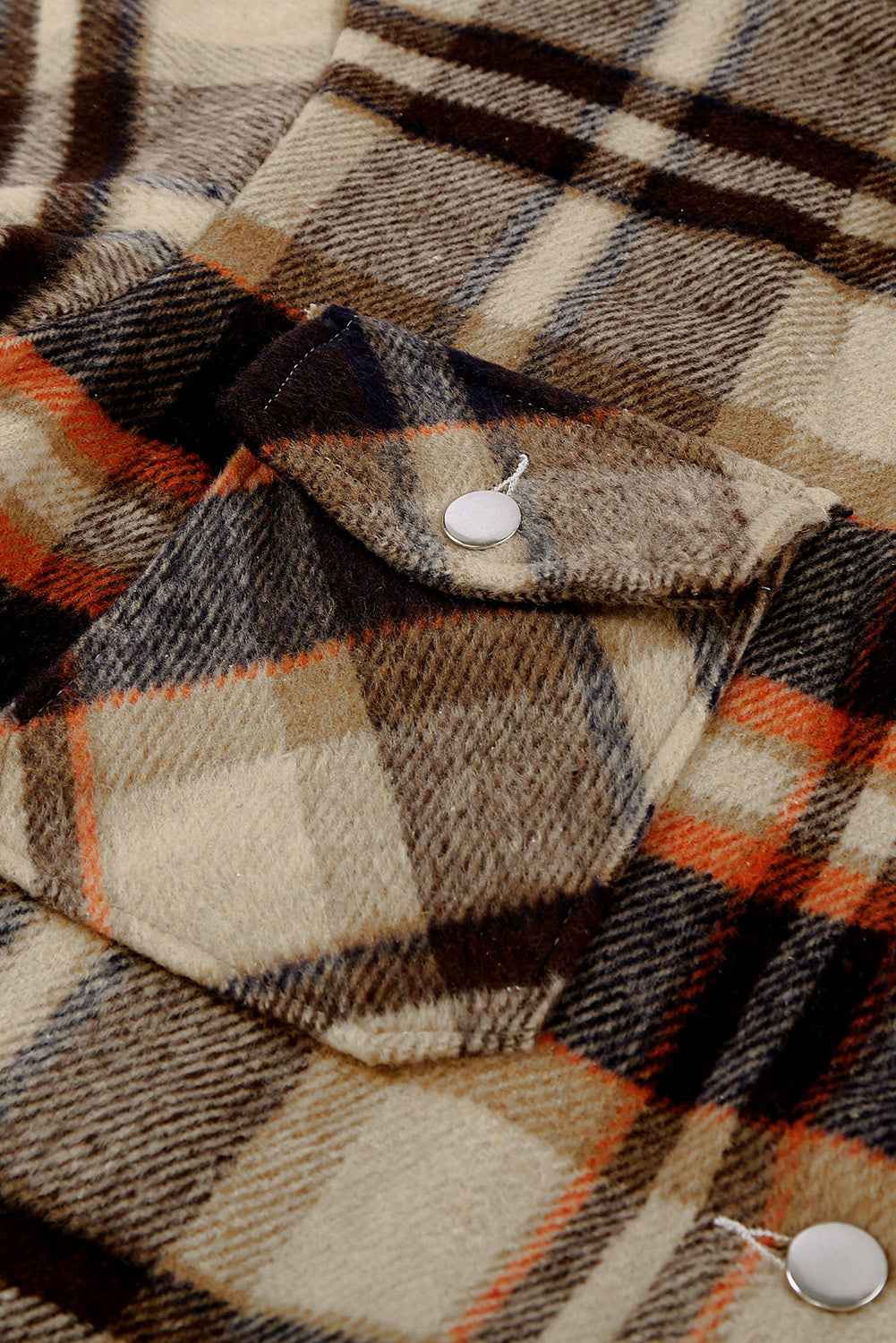 Navy Blue Plus Size Plaid Flap Pocket Shacket