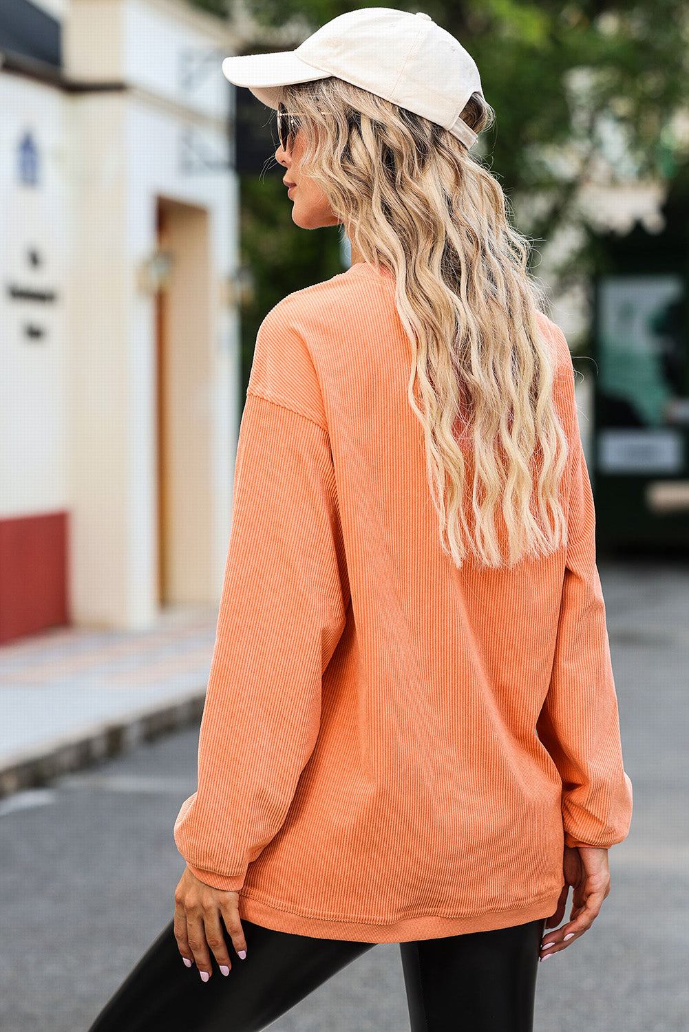 Strawberry Pink IN MY MERRY ERA Loose Fit Corded Sweatshirt