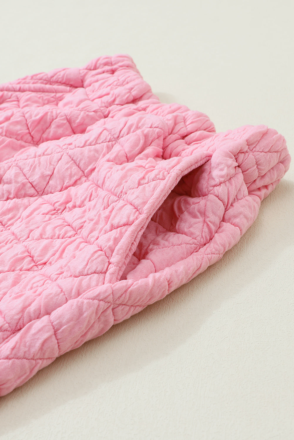 Coffee Solid Color Quilted Kangaroo Pocket Hoodie