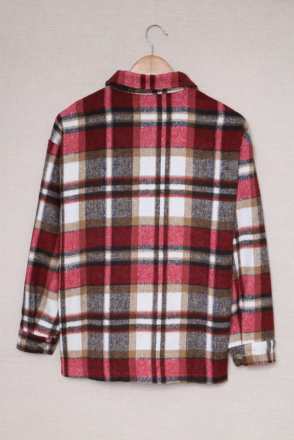 Navy Blue Plus Size Plaid Flap Pocket Shacket