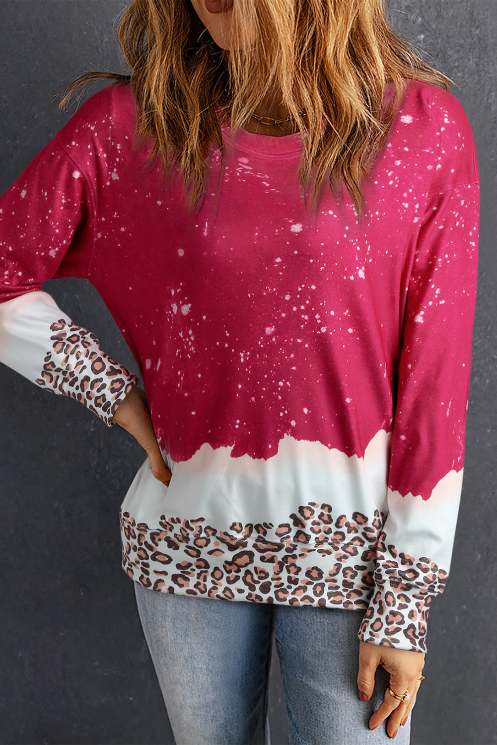 Black Christmas Santa Claus Leopard Print Graphic Sweatshirt