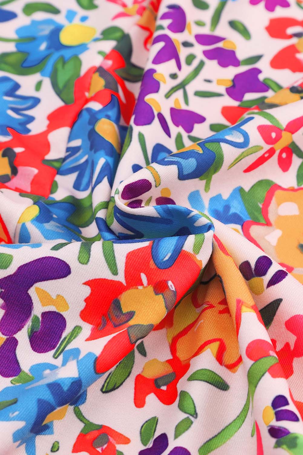 Multicolor Long Floral Print Short Sleeve Holiday Dress