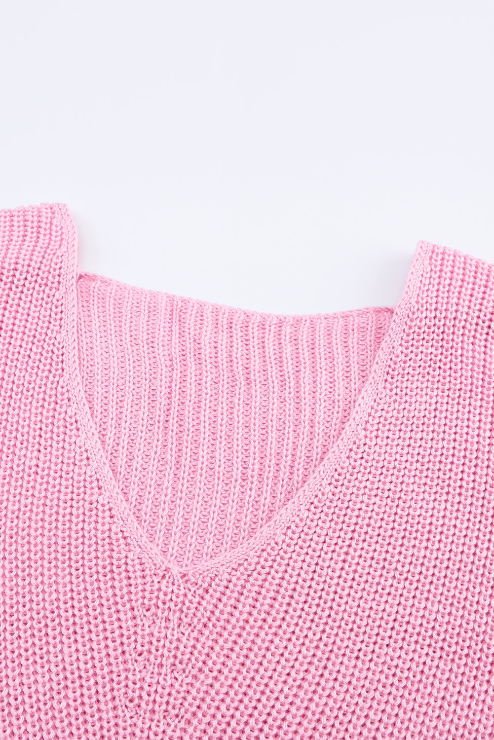 Black Ribbed Knit V Neck Sweater