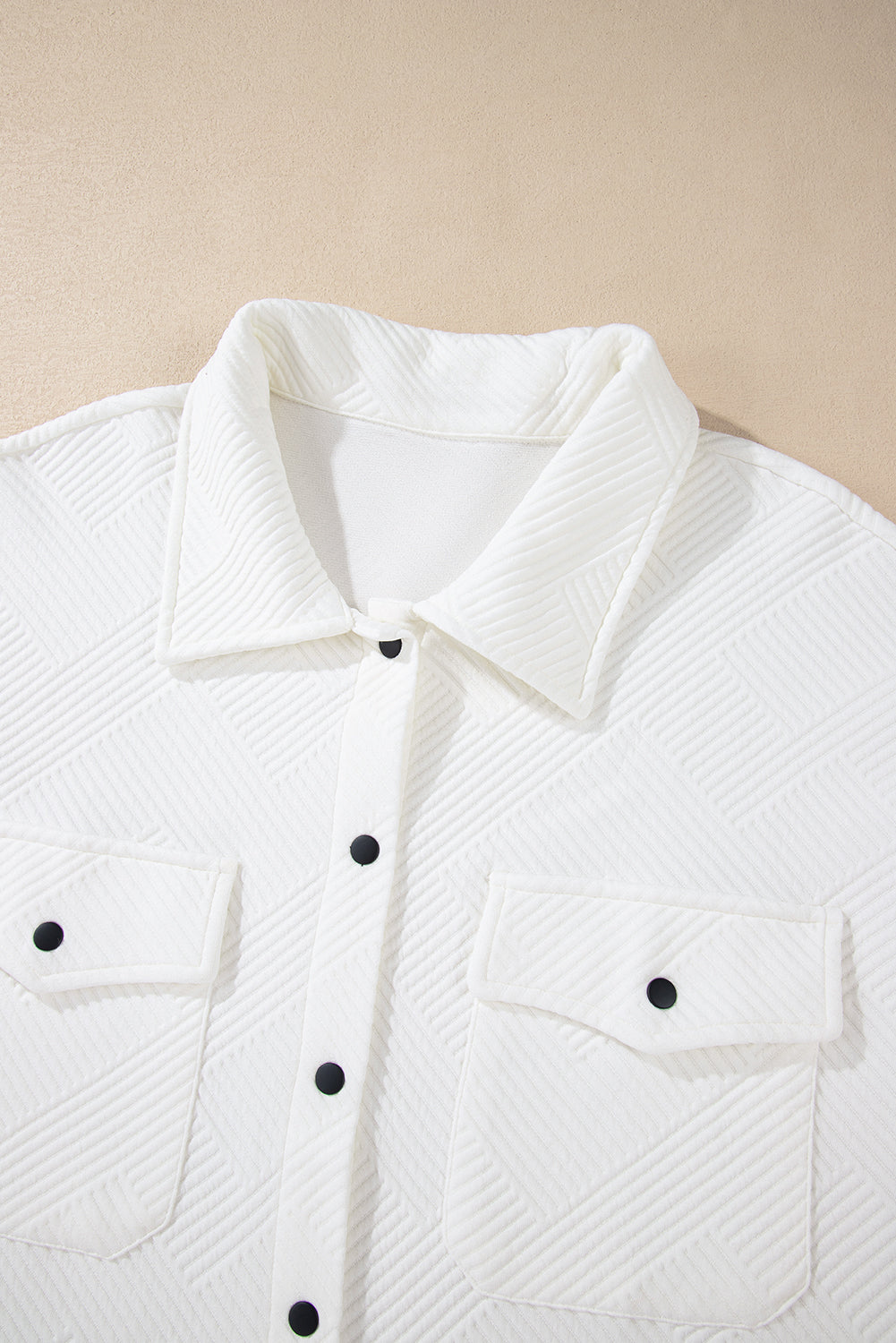 Khaki Solid Textured Flap Pocket Buttoned Shacket
