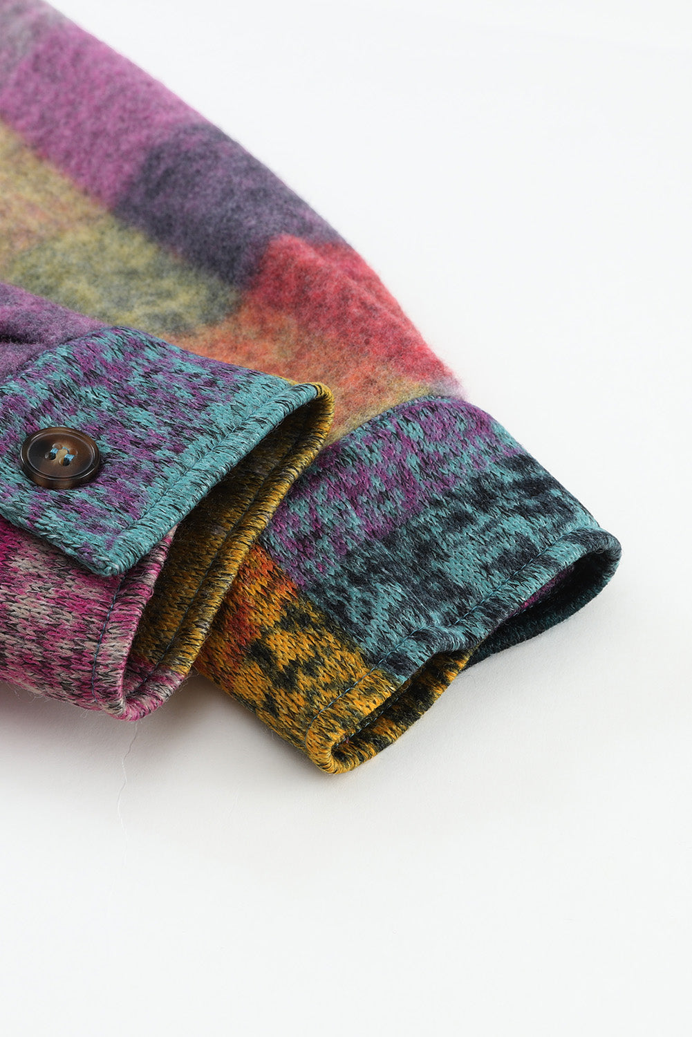 Multicolor Brushed Plaid Buttoned Pullover Oversized Hoodie