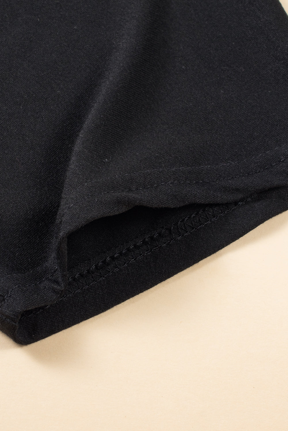Black Asymmetric Strappy Cold Shoulder Long Sleeve Top