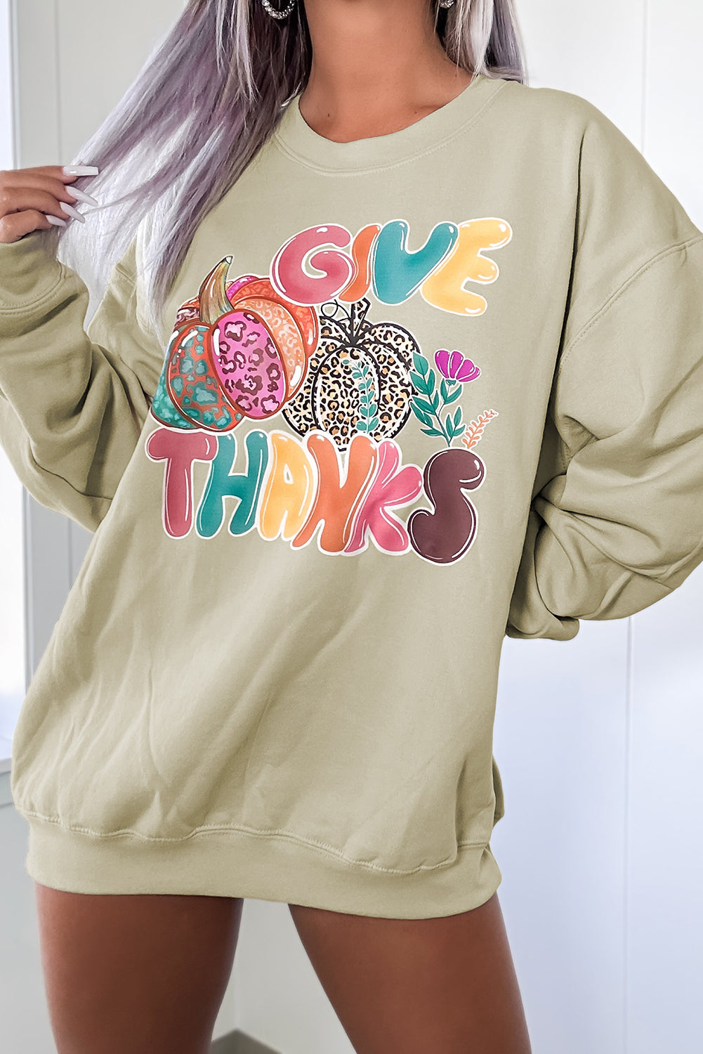 Pink MERRY Alphabet Print Loose Fit Christmas Sweatshirt