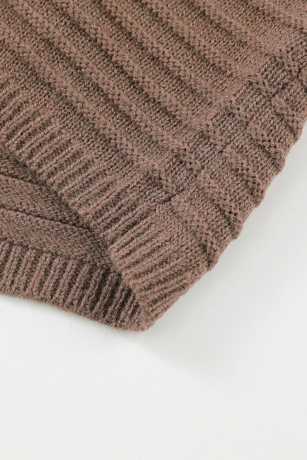 Black Horizontal Rib Knitted Open Front Hooded Cardigan