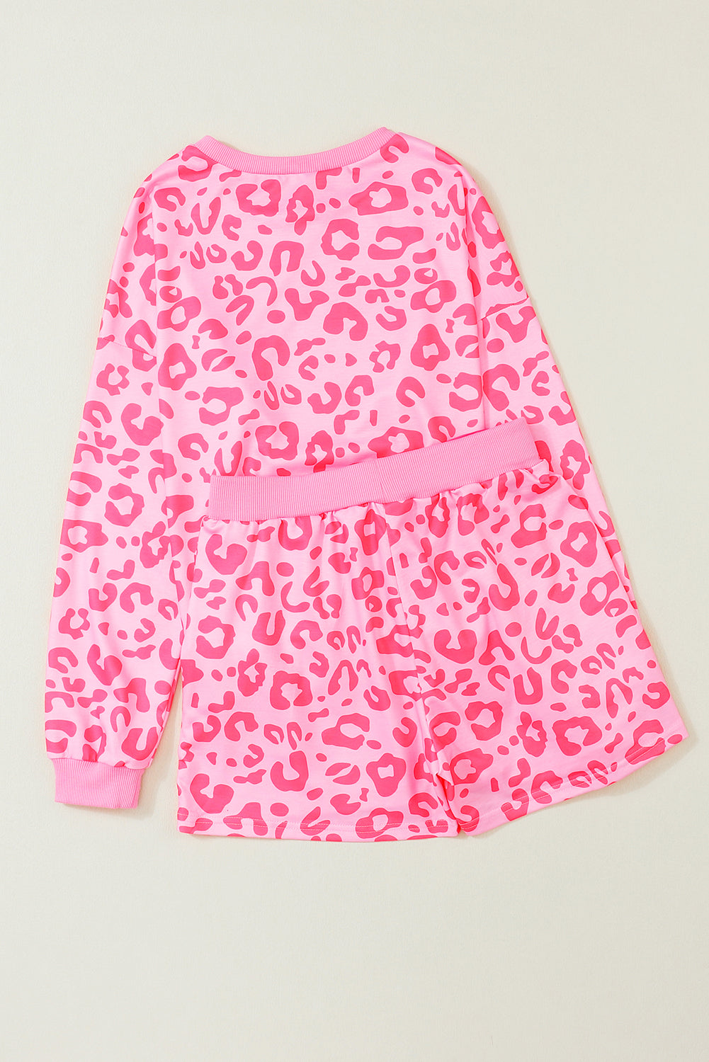 Leopard Print Zipped Split Neck Drawstring Pants Set