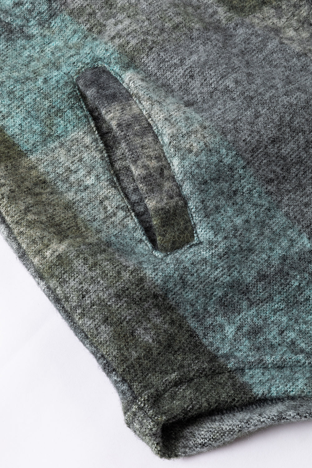 Multicolor Brushed Plaid Buttoned Pullover Oversized Hoodie