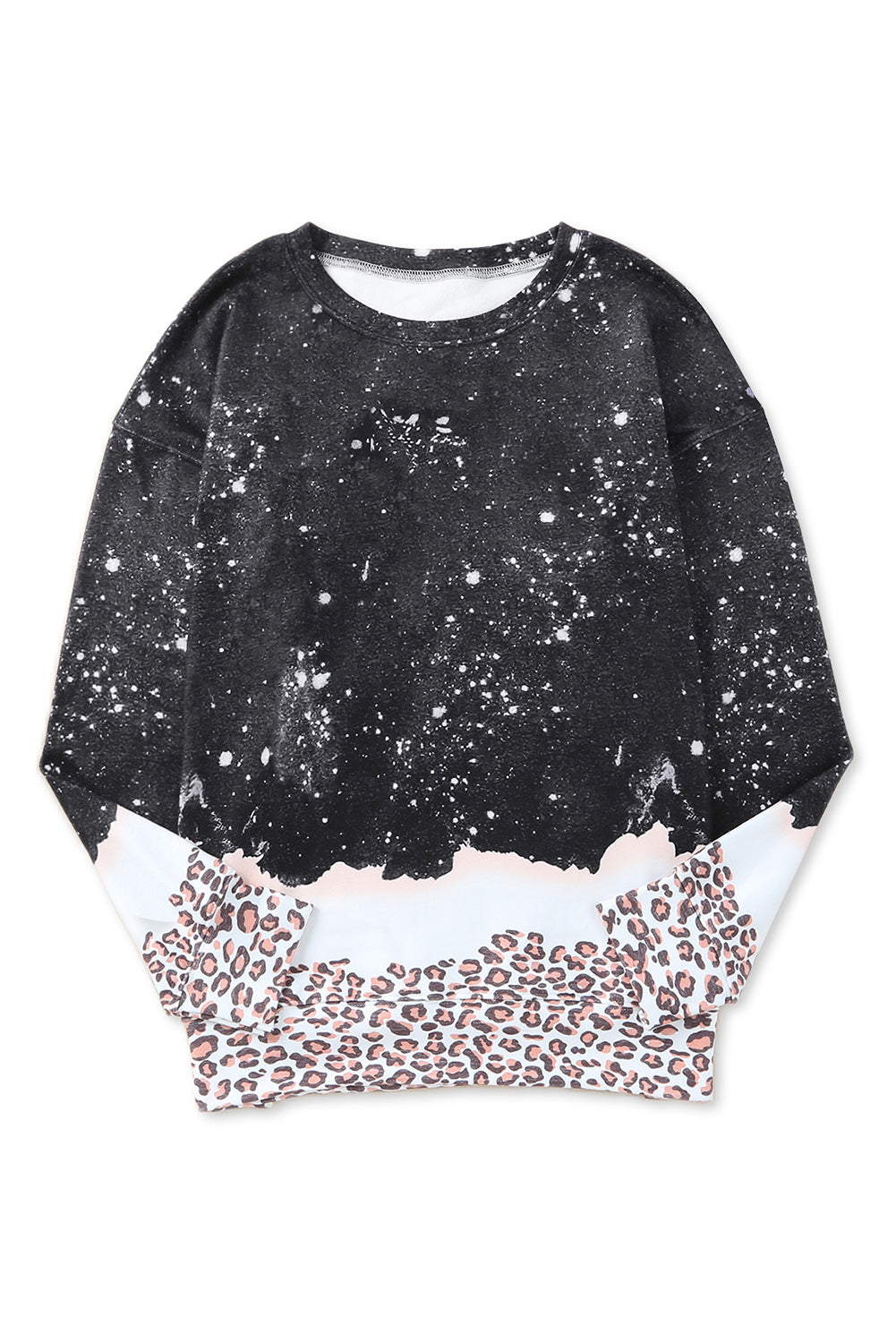 Black Christmas Santa Claus Leopard Print Graphic Sweatshirt