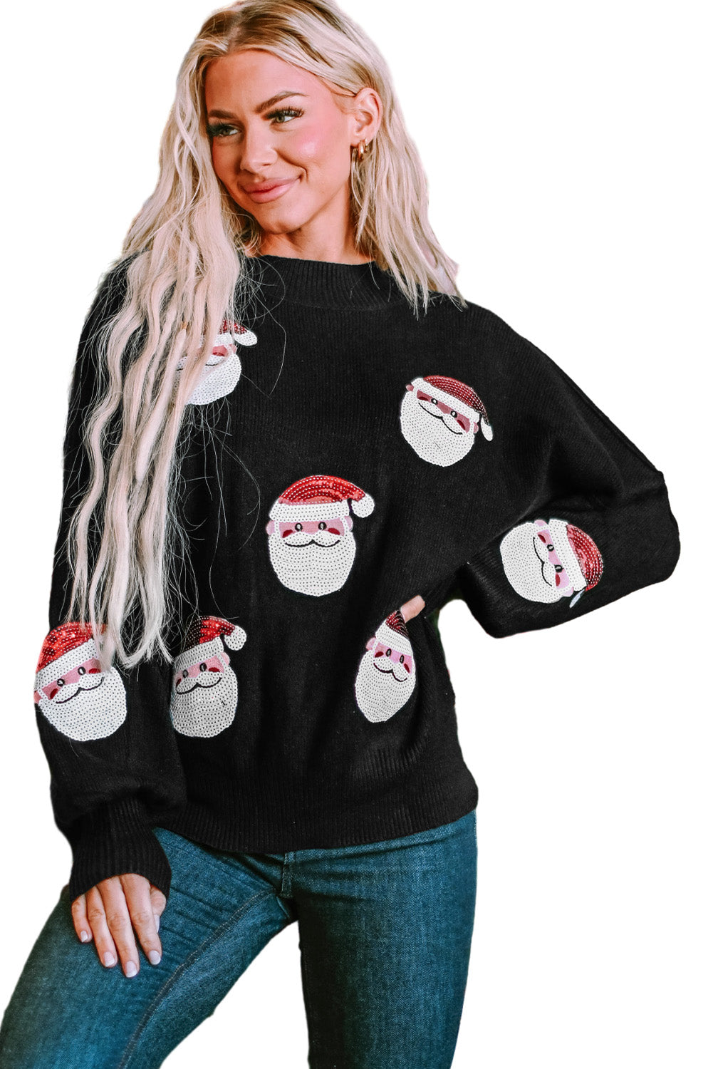 Fiery Red Sequined Christmas Tree Raglan Sleeve Sweatshirt