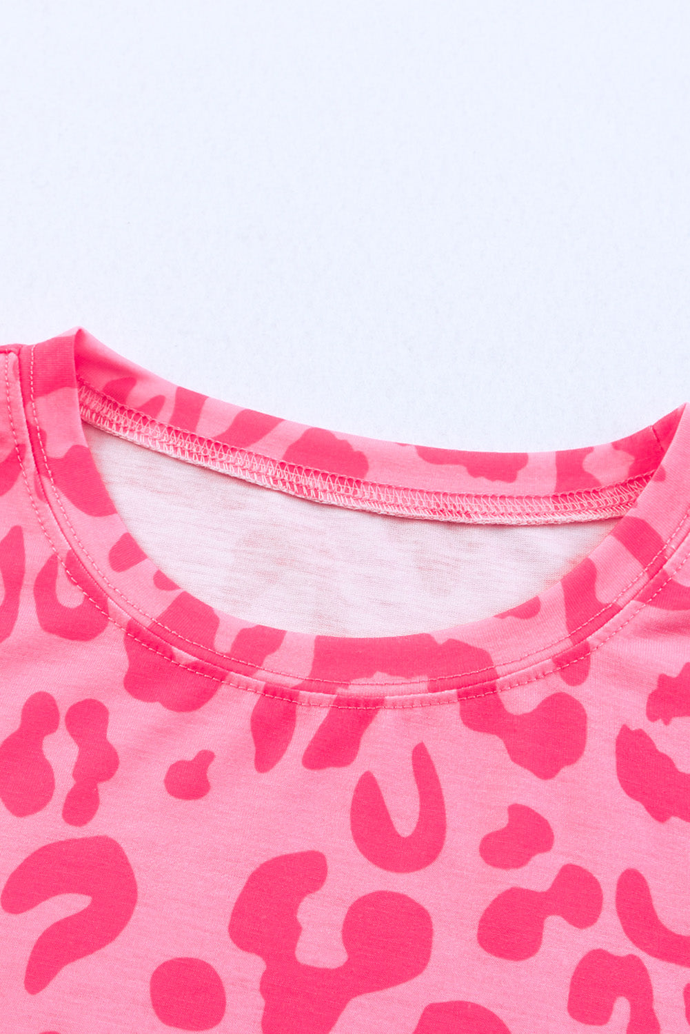 Pink Leopard Print Ankle-length High Waist Skinny Pants