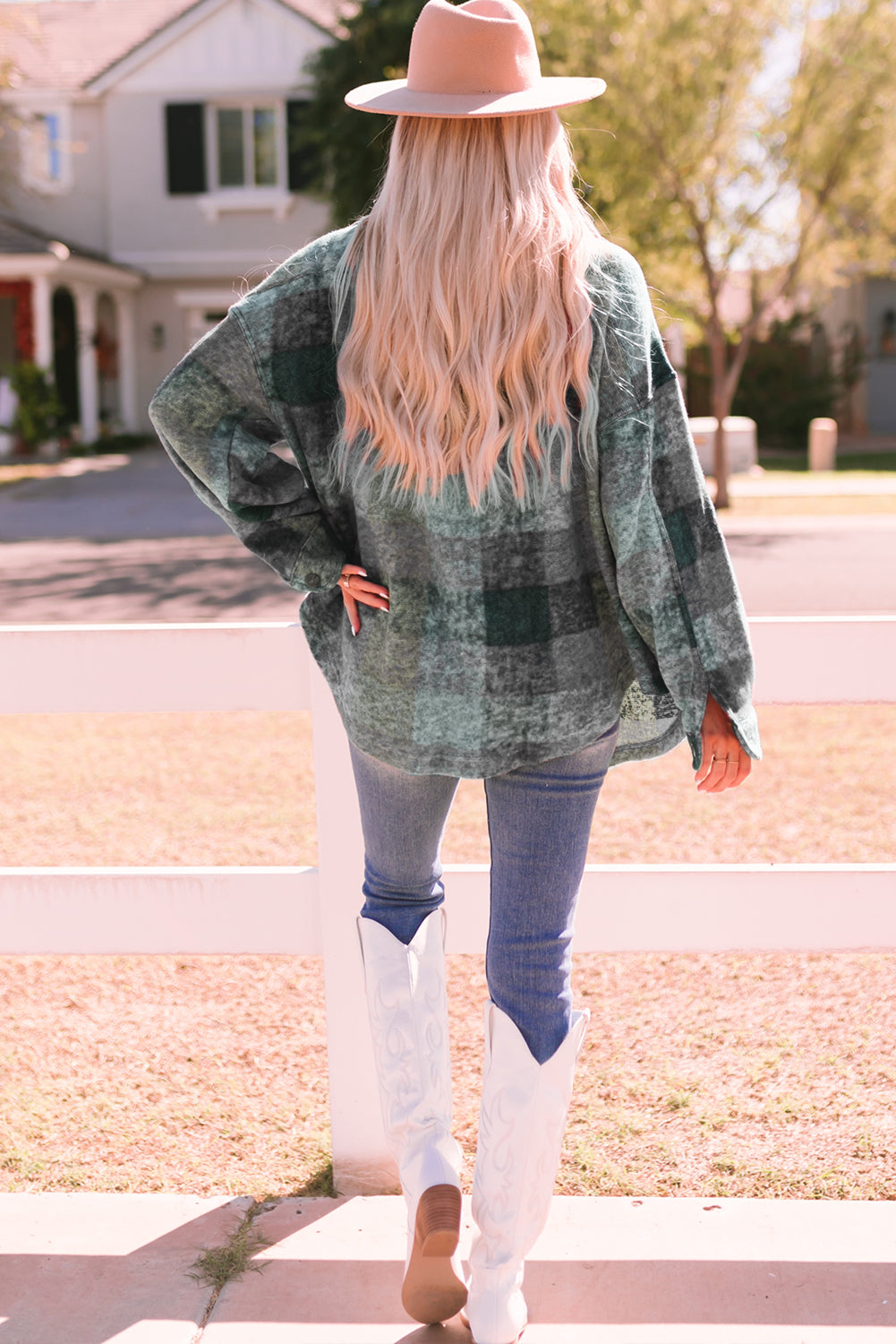 Multicolor Brushed Plaid Buttoned Pullover Oversized Hoodie