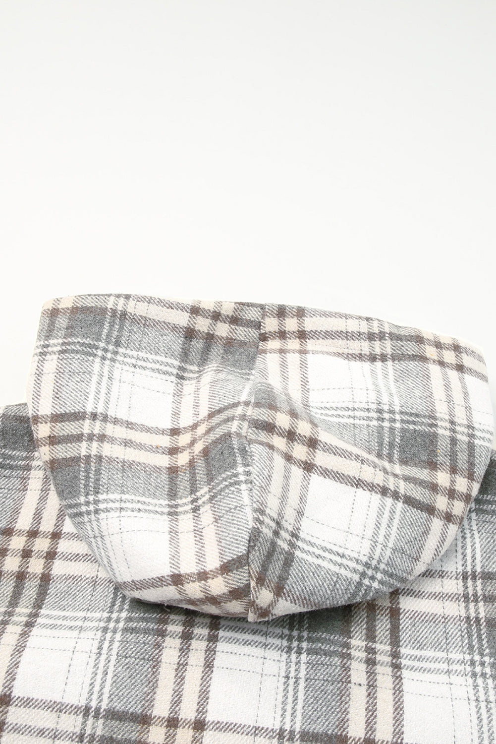 Orange Plaid Pattern Sherpa Lined Hooded Shacket