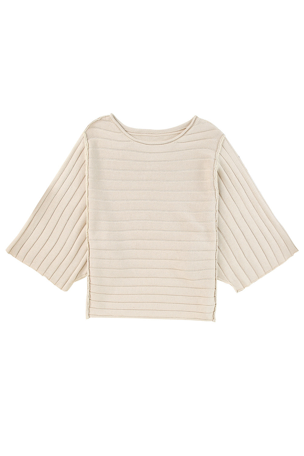 Black Exposed Seam Ribbed Knit Dolman Top
