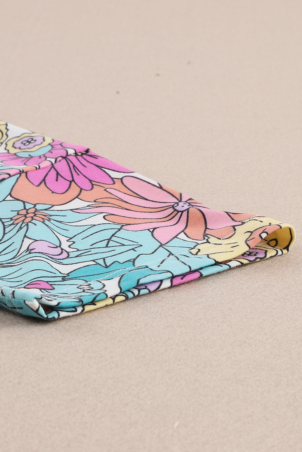 Multicolor Flower Print Pocketed Drawstring Waist Wide Leg Pants