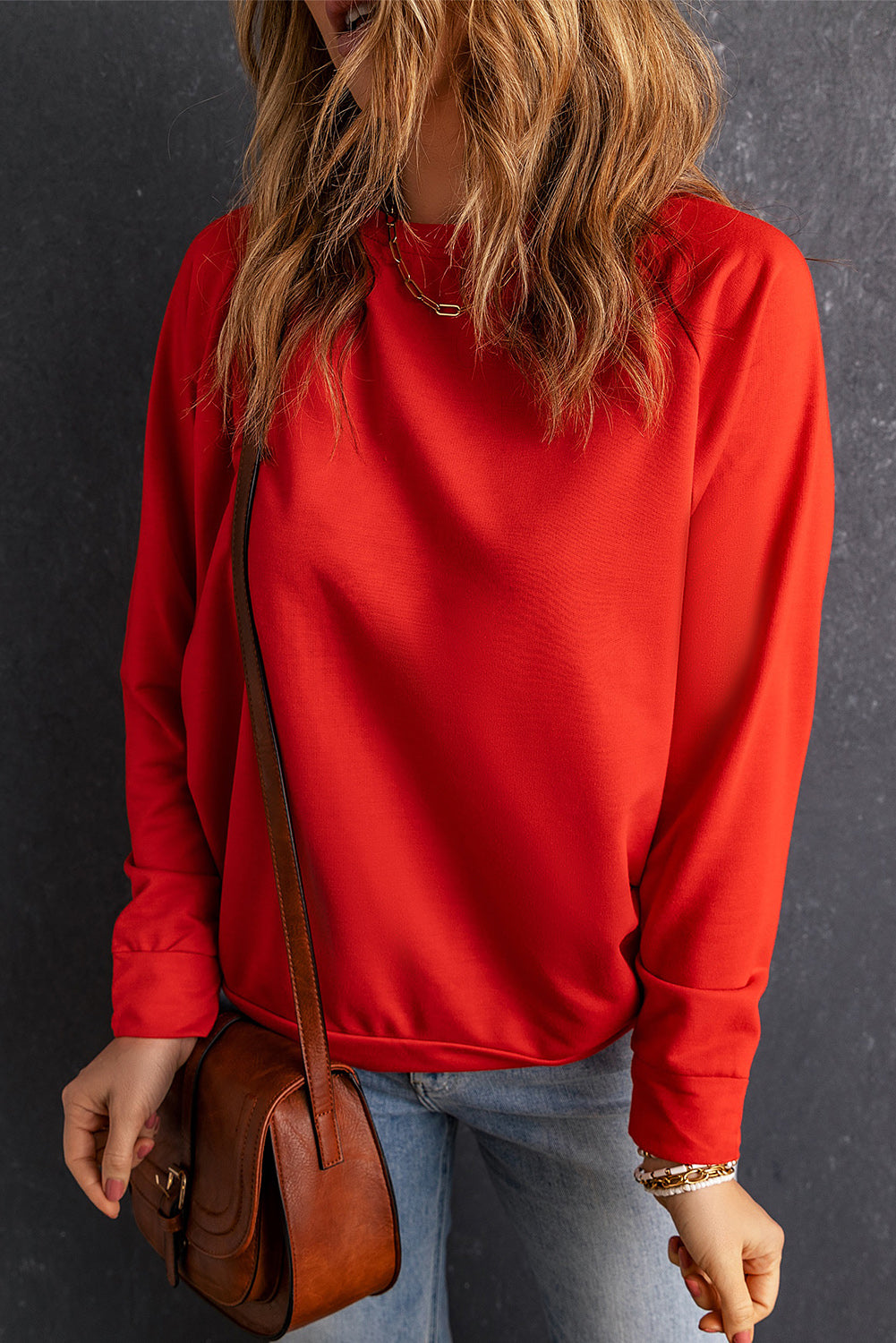 Fiery Red MERRY and BRIGHT Xmas Tree Print Sweatshirt