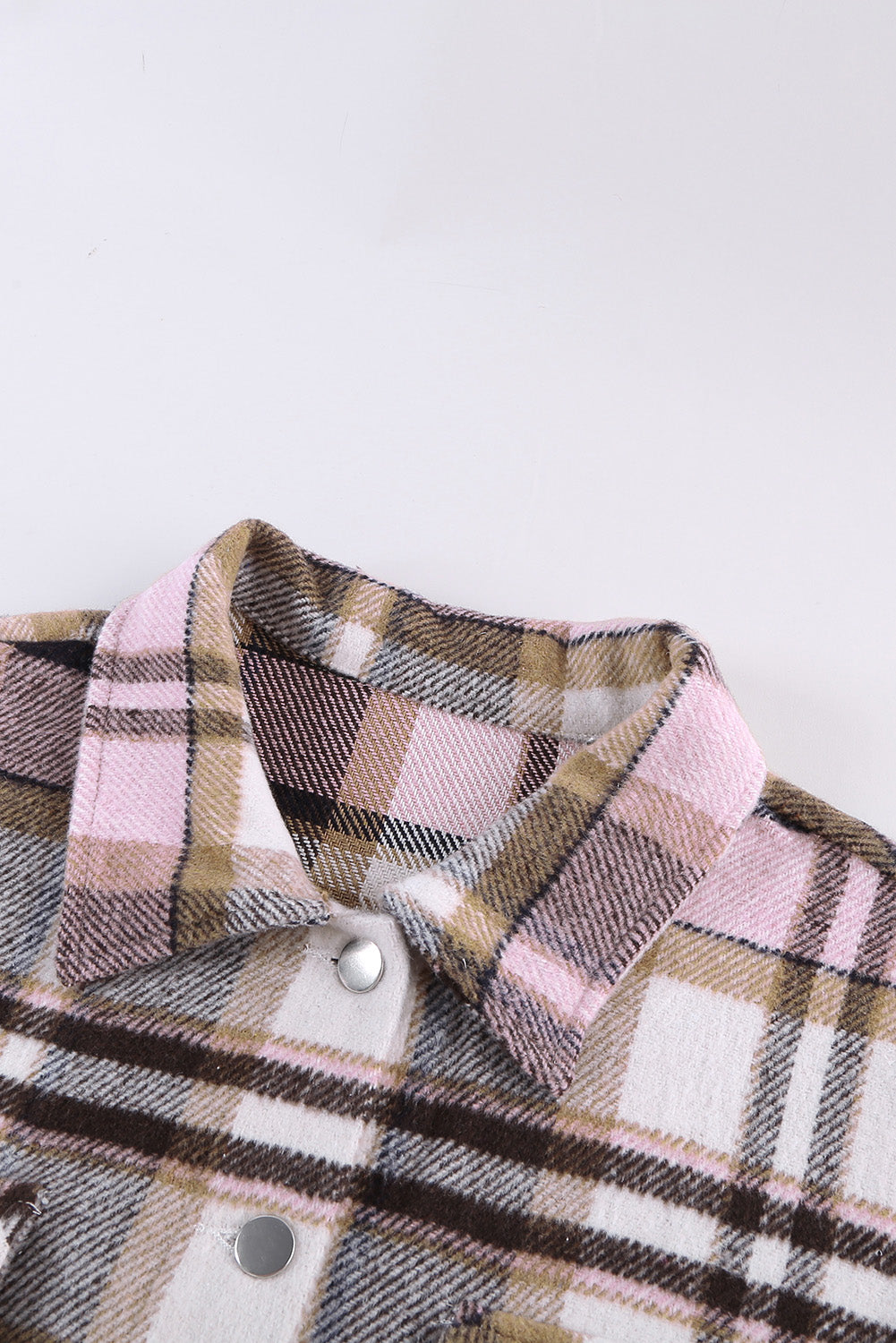 Navy Blue Plus Size Plaid Flap Pocket Shacket