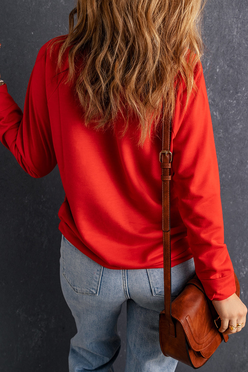 Fiery Red MERRY and BRIGHT Xmas Tree Print Sweatshirt
