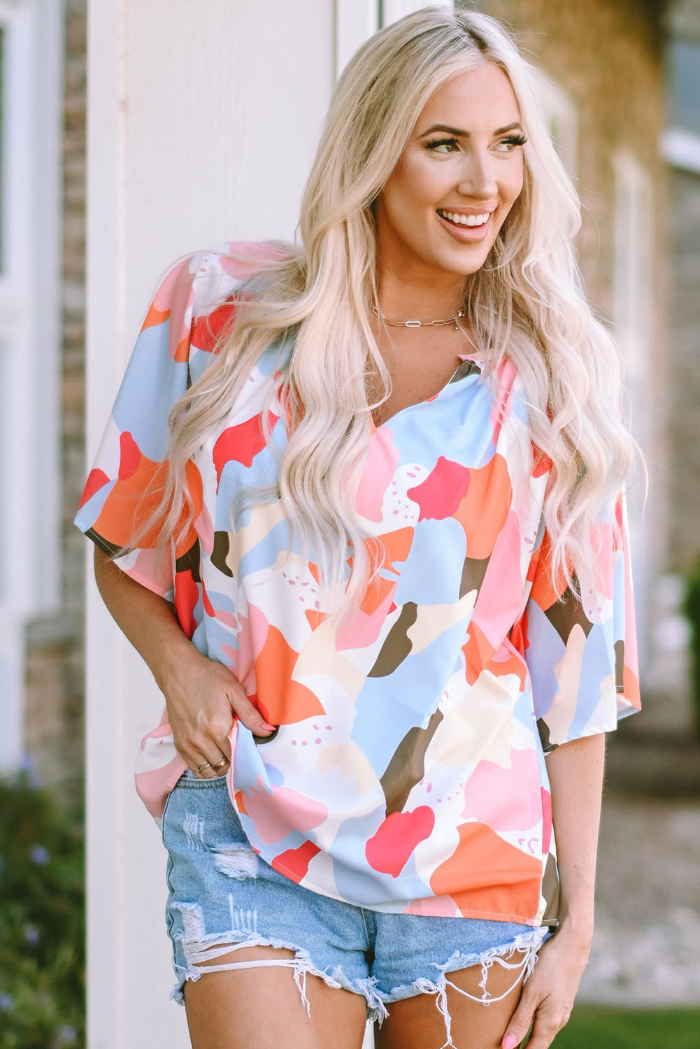 Multicolor Color Palette Print Flowy Wide Leg Pants