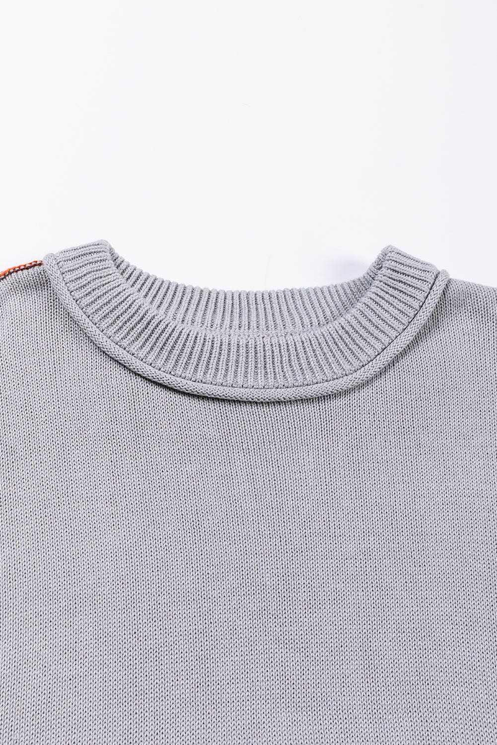 Coffee Colorblock Bishop Sleeve Ribbed Trim Sweater