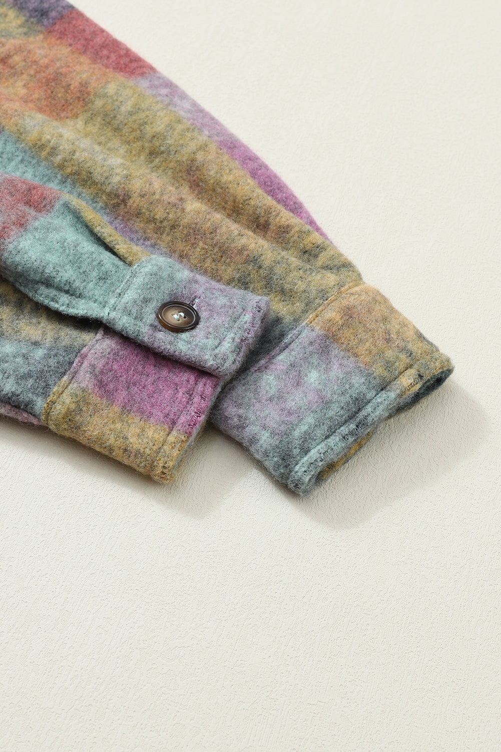 Multicolor Brushed Plaid Buttoned Pullover Oversized Hoodie