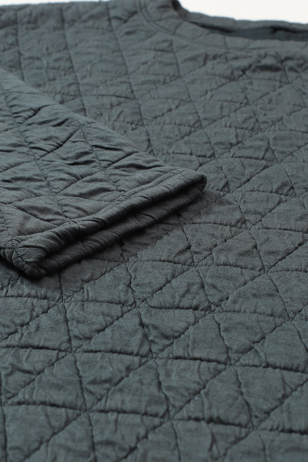 Coffee Solid Color Quilted Kangaroo Pocket Hoodie