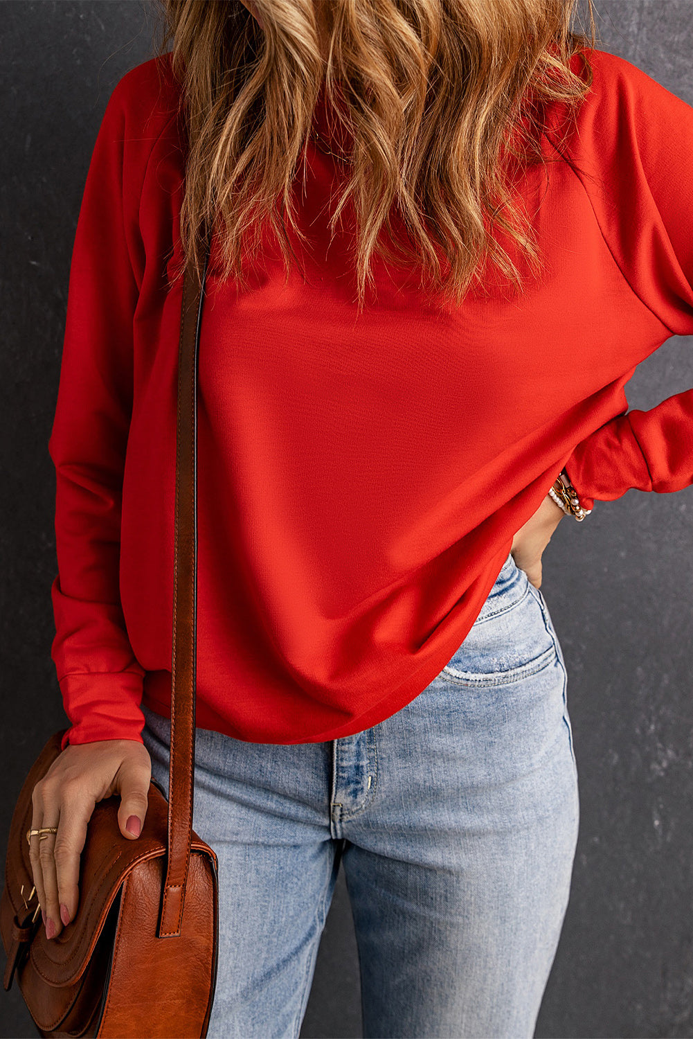 Fiery Red MERRY and BRIGHT Xmas Tree Print Sweatshirt