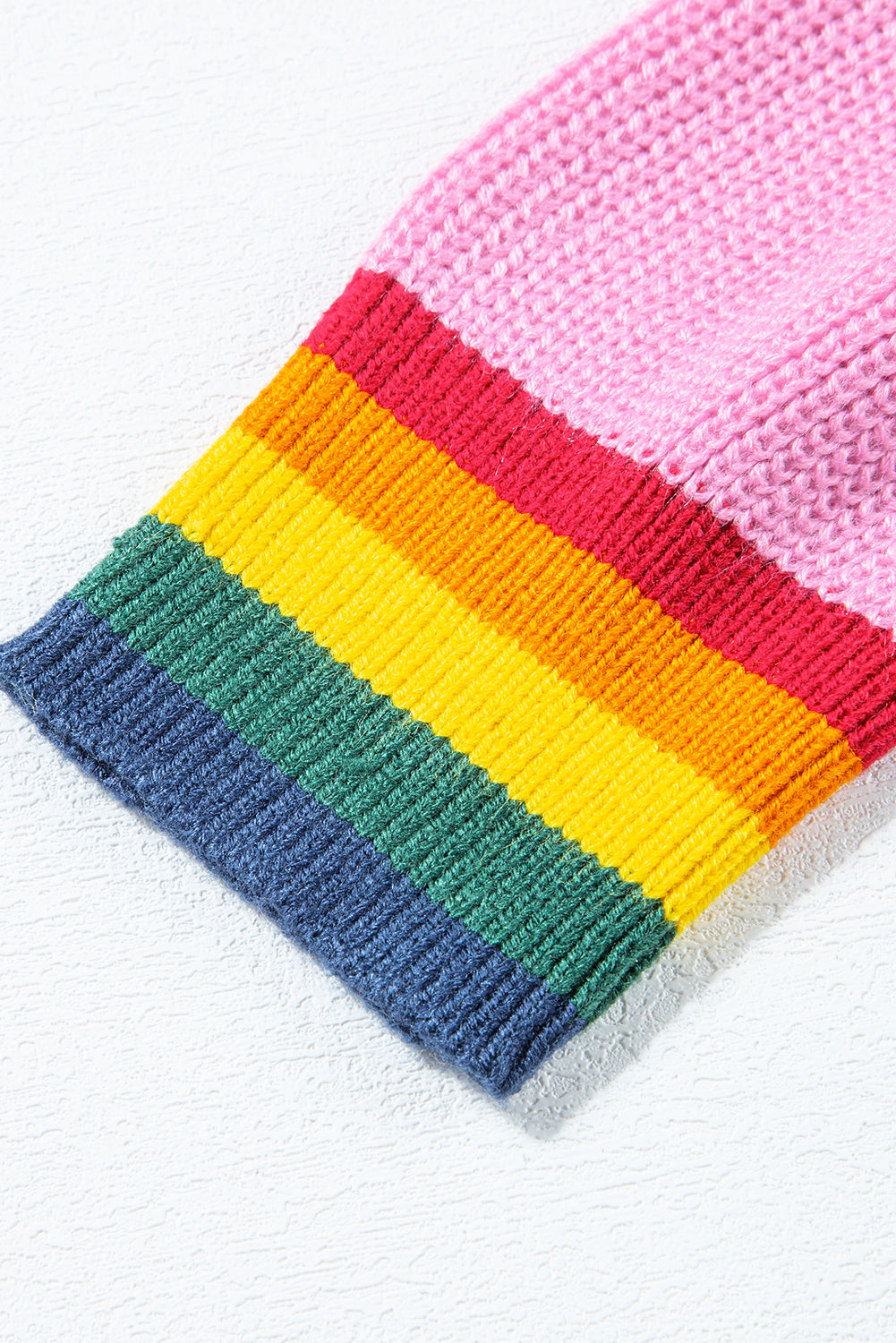 White Merry & Bright Colorful Stripes Trim Sweater