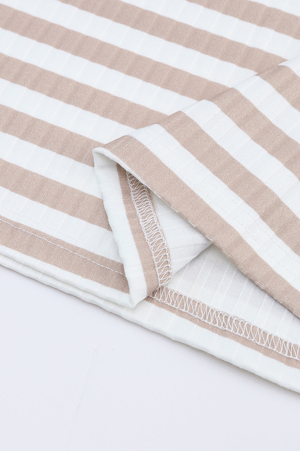 Black Striped Print Textured Knit Long Sleeve Tee