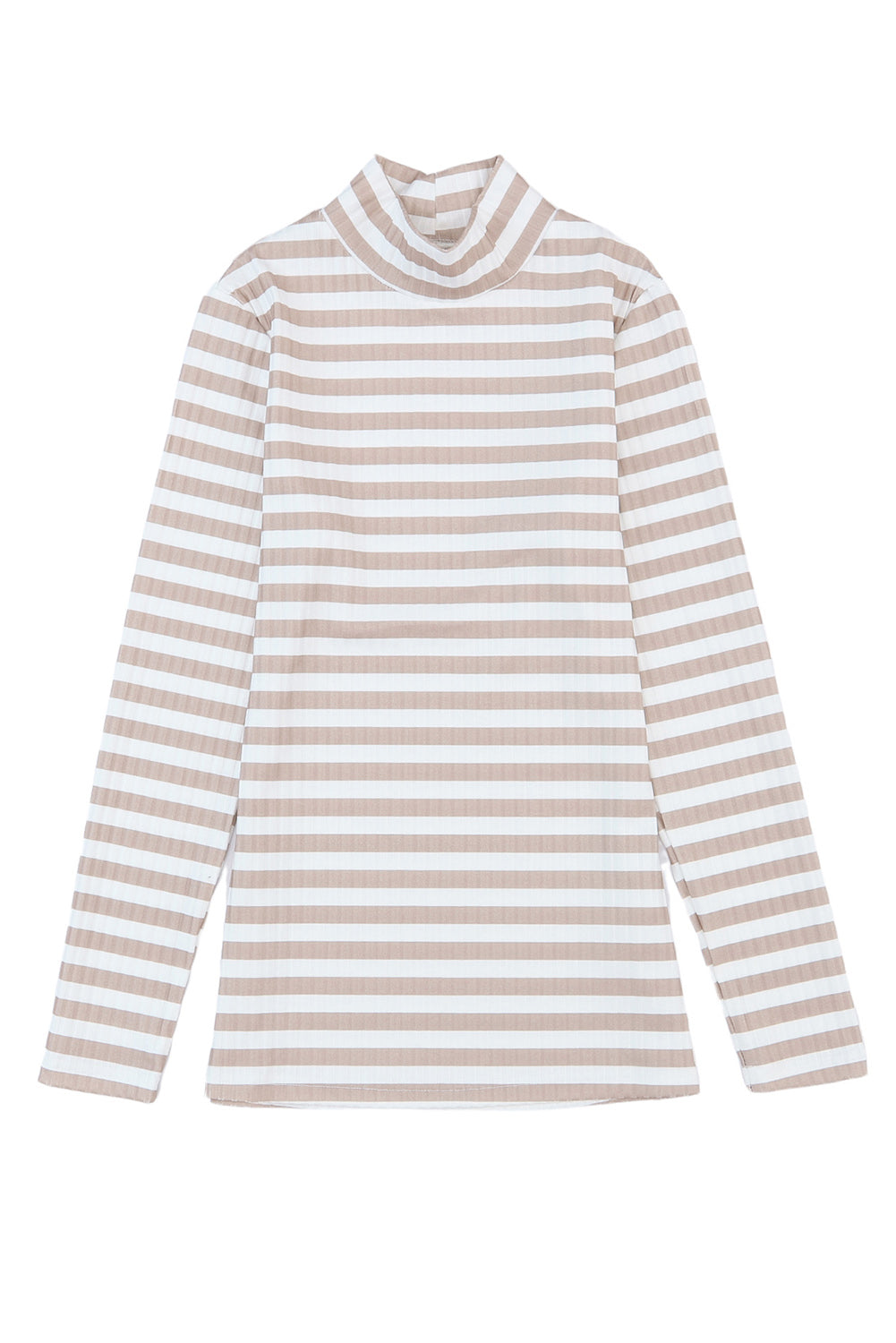 Black Striped Print Textured Knit Long Sleeve Tee