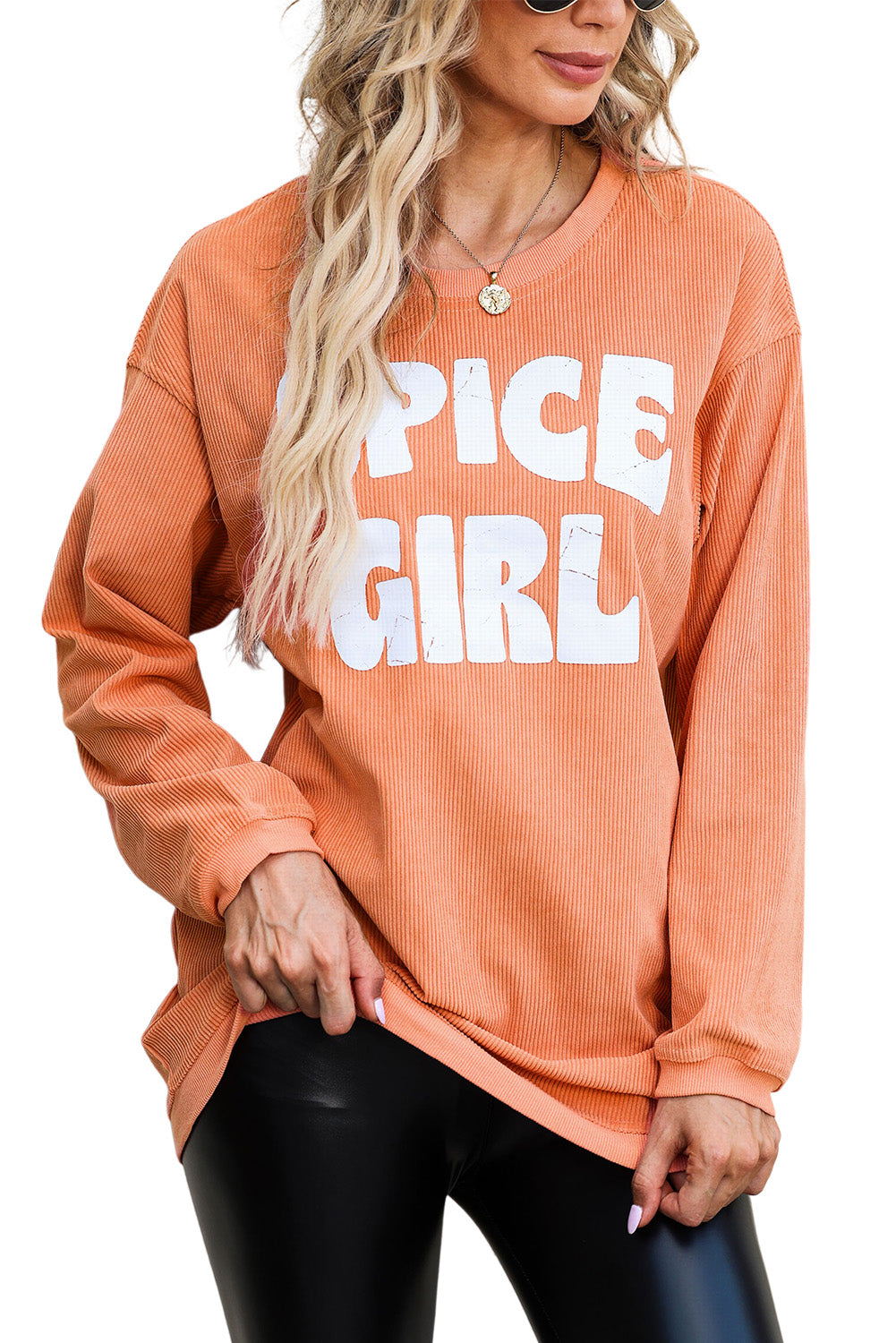 Strawberry Pink IN MY MERRY ERA Loose Fit Corded Sweatshirt