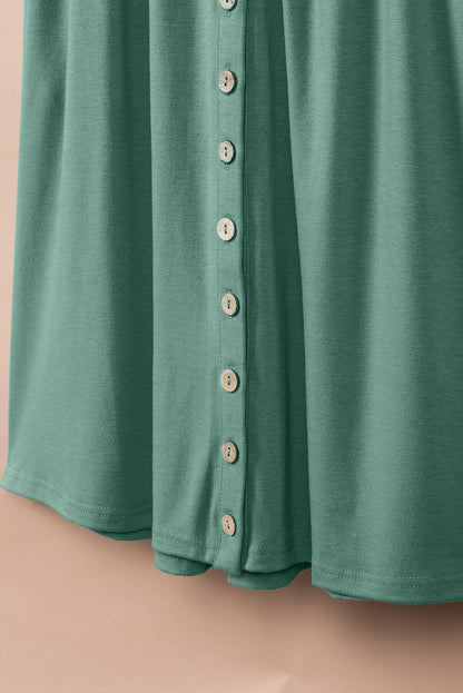 Black Buttons Sleeveless High Waist Mini Dress