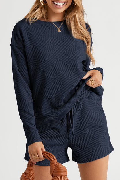 Black Ultra Loose Textured 2pcs Slouchy Outfit
