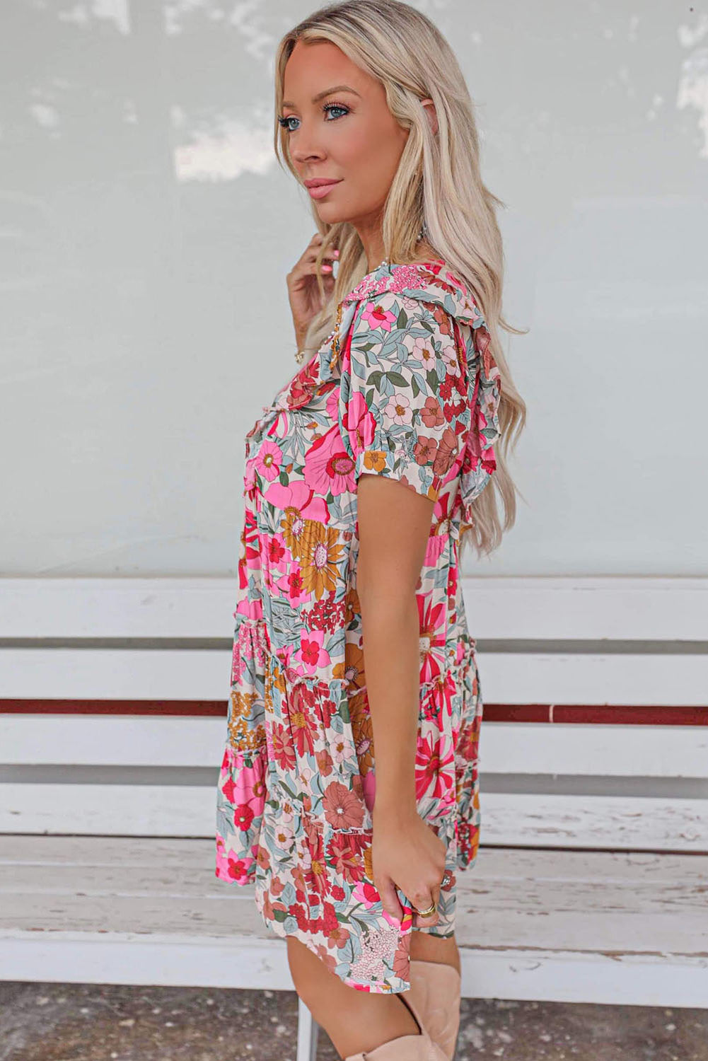 Oatmeal Boho Floral Smocked Waist Super Loose Pants