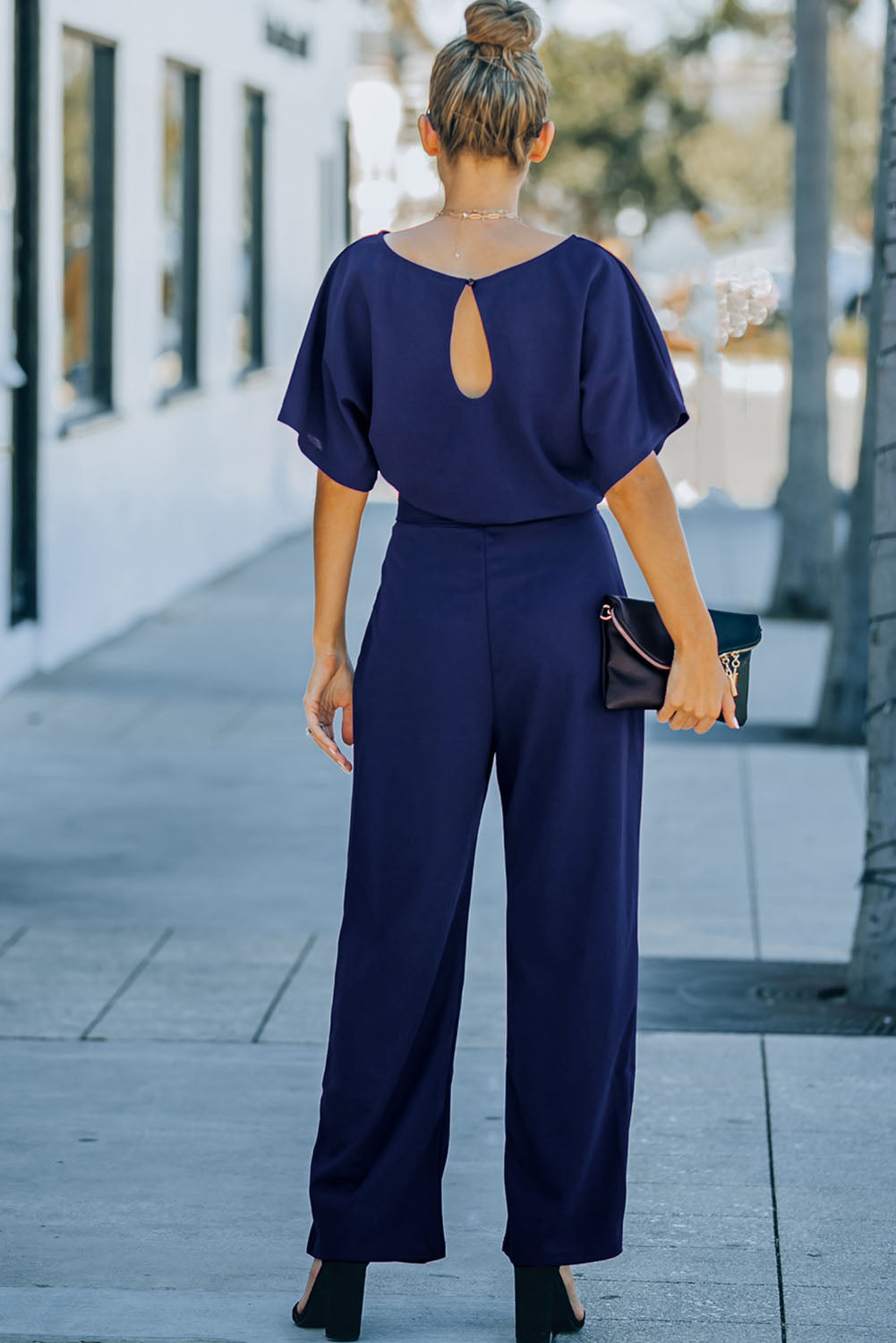 Black Belted Wide Leg Jumpsuit