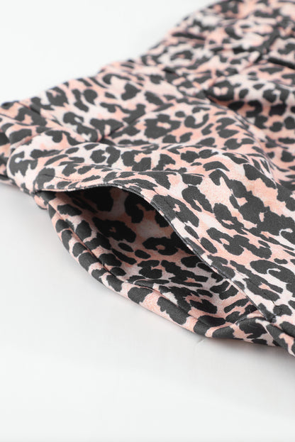 Leopard Christmas Santa Claus Leopard Print Two Piece Lounge Set