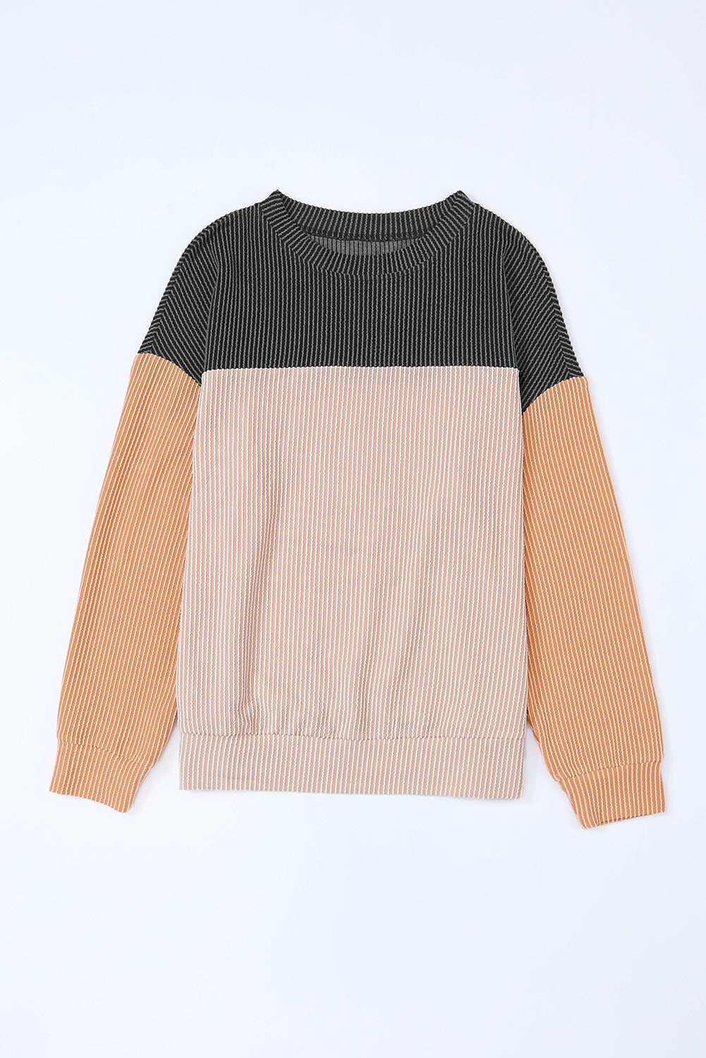 Mineral Red Plus Size Ribbed Colorblock Long Sleeve Top