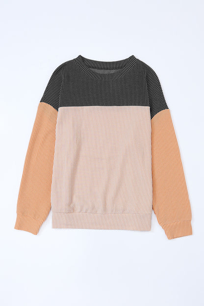 Mineral Red Plus Size Ribbed Colorblock Long Sleeve Top