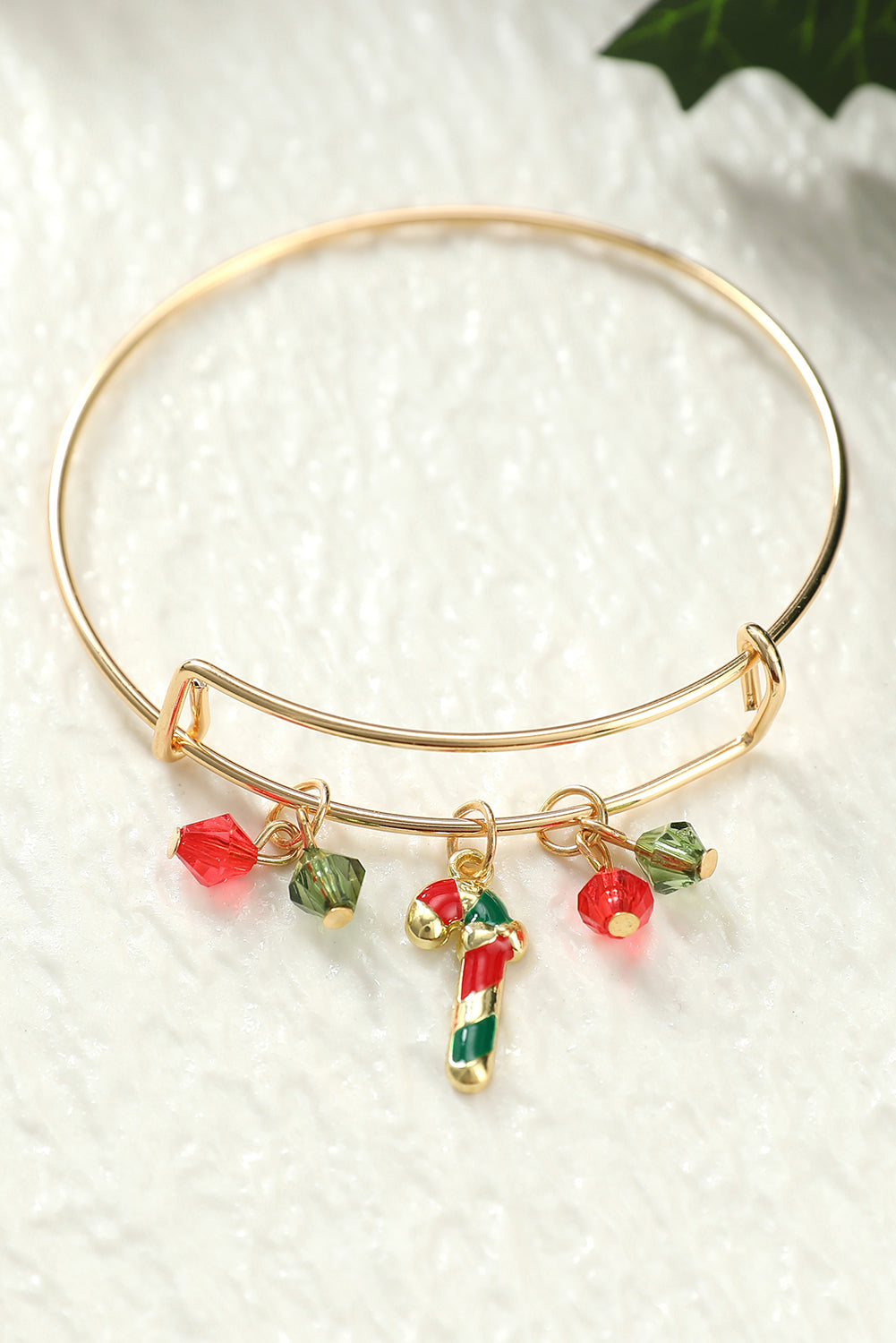 Green Christmas Tree Cane Beading Pendant Bracelet
