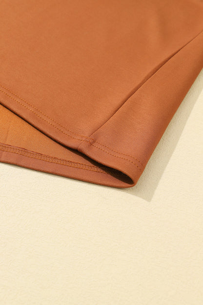 Khaki Exposed Seam Color Block Zipped Sweatshirt